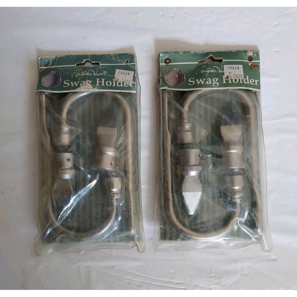 Christopher Lowell Collection Satin Nickel Topiary Swag Holdbacks Set Of 2 NEW